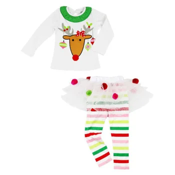 Božićni komplet odjeće za bebe, malu djecu i djevojke, Dječji Božićni komplet, Majice s sobovi, suknje-omot, haljine, dječji kostimi