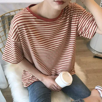 Godišnja ženska majica okruglog izreza prugasta Majica Moda Plus Size t-Shirt Korejski Punk Harajuku Majice t-Shirt