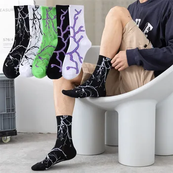 Korejski Stil Moda Харадзюку Skateboard muške duge čarape, Kreativna zabava Munje u stilu hip-hop Čarape Unisex Ulica par Čarape