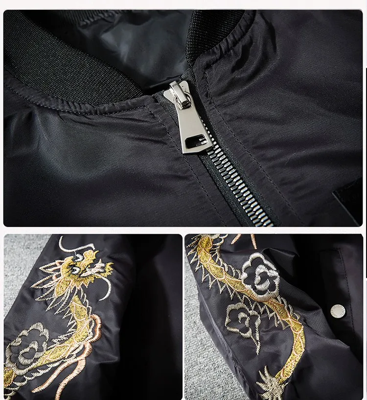 Jesenski jakna-бомбер s vezom, kratka muška ženska baseball jakna s zmaja i životinjama Harajuku, Moderan Svakodnevni ветровка, kaput za par Slika  3