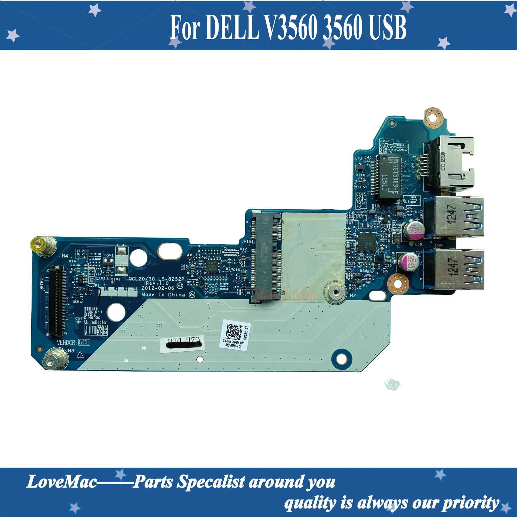 Kvalitetan CN-04N1K8 za DELL V3560 3560 NAKNADA USB LAN 04N1K8 4N1K8 QCL20 QCL30 LS-8252P ispitano Slika  0