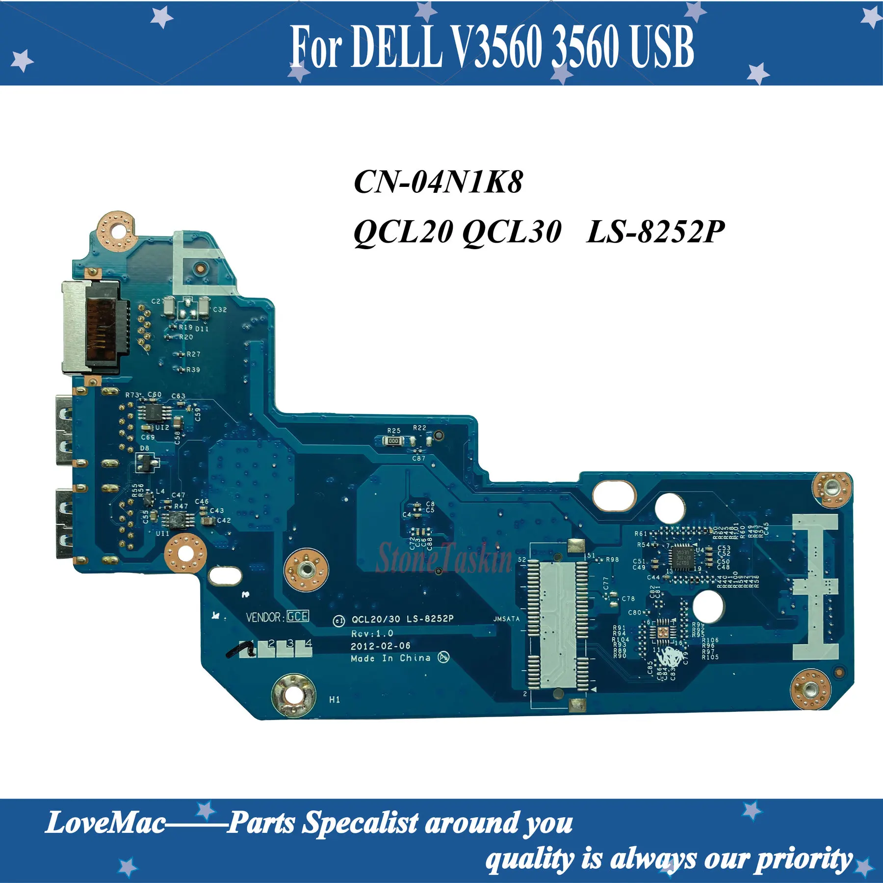 Kvalitetan CN-04N1K8 za DELL V3560 3560 NAKNADA USB LAN 04N1K8 4N1K8 QCL20 QCL30 LS-8252P ispitano Slika  1