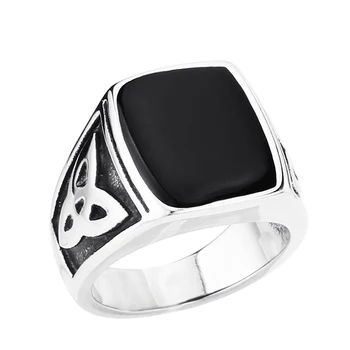 Keltski Prsten s koncentričnim čvorova u stilu Punk Geometrijski trg Muški prsten sa печаткой iz crne Титановой postali Vintage nakit veličine 7-13
