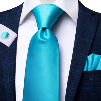 Hi-Kravata Plava muški set i tie-Luksuzni Svila ravnici velike kravate za muškarce Moderan dizajn maramicu Manžete Skup Vjenčanje kvaliteta