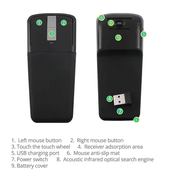 Bežični Miš Na 2,4 Ghz ultra-tanki clamshell to Portable: Arc Sklopivi USB Miš Optički Miš Touch Miša za Prijenosna RAČUNALA