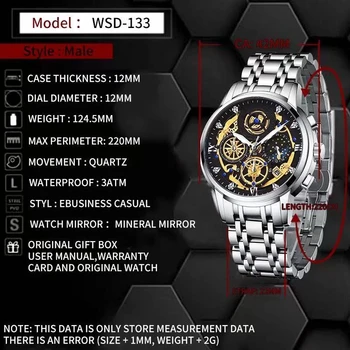 2021 Novi trendi muški sat od nehrđajućeg čelika Najbolji brand Luksuznih Vodootporan Sportski kronograf Kvarc gospodo Relogio Masculino
