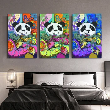 ВАНГАРТ Boksač Panda je Zabavno Lica Slika Vrećicu za novac Platnu Slikarstvo Motivacija Vanjski Zid Umjetnost Plakat Soba Kućni Dekor