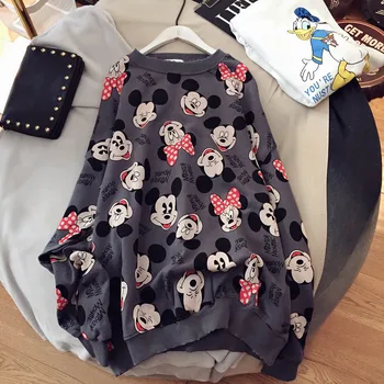 Disney Proljeće Ženska t-shirt 2022 dugi rukav Svakodnevne ženske majice na Mickey Minnie Mouse Tisak Slobodna Odjeća veličine Kawai