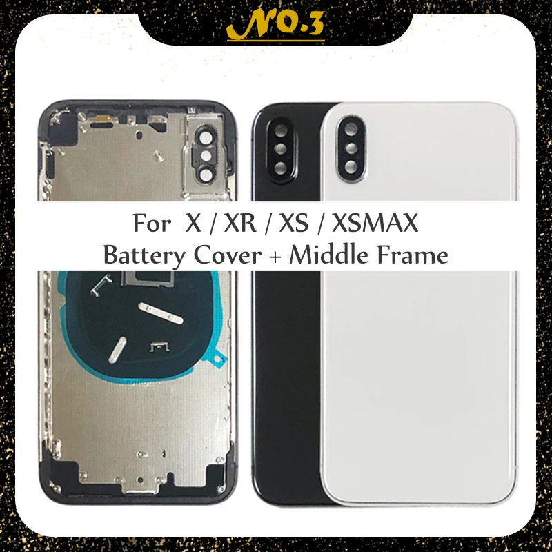 Za iPhone X XS XR XSMAX Kućište Stražnji Poklopac Baterije+ Srednja Rama Šasije + ležište za SIM karticu + Bočni Ključne Detalje Kućišta Kućište Bez Fleksibilnog Kabela Slika  1