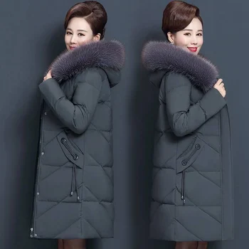 Vrlo velika ženska dolje pamučna jakna Zimska Debela jakna je topla pamučna jakna s kapuljačom krzna ovratnik Svakodnevno kaput Parker 7XL 105 kg