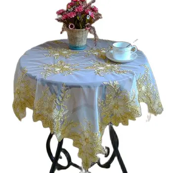 Luksuzna cvjetne čipke zlatni trg vezeni stolnjak za stol, ručnik, čajna stolnjak, Božićno vjenčanje, rođendan, kućni dekor