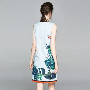 Banulin 2020 Modni dizajner Ljeto kratko haljina za žene bez rukava sa životinjama cvjetnim ispis Сарафан elegantne Ženske mini haljine