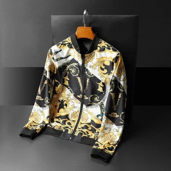 Veliki Veličina M-5XL 2021 Novi Butik Modne Ispis Muške Casual jakna s ovratnikom-otpornog Luksuzno kaput sa zaostatkom Muški
