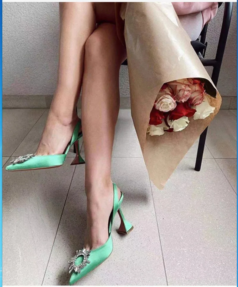 2021 Brand za žene cipele-brodu luksuzni kristalno sandale na visoku petu Ljetnu cipele za mladenke udobne cipele na треугольном petu večernje cipele za vjenčanje Slika  4