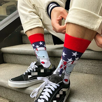 Brend pamučne korejski crtani muške čarape od расчесанного pamuka Modni crtani ženske čarape Novost Zabavne čarape za skateboarding