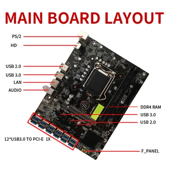 B250C BTC 12P Matična ploča računala za майнинга Multi Grafička kartica pci-e 1x na USB3.0 DDR4 12 Grafička kartica PCI-E Za LGA 1151 Gen6/7