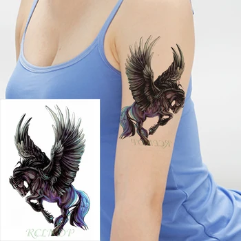 Vodootporno Privremeni Tattoo Naljepnice krila Tzv konj životinja Lažne Tetovaže Flash Tetovaže i Body Art tattoo za djevojčice Žene muškarce djecu