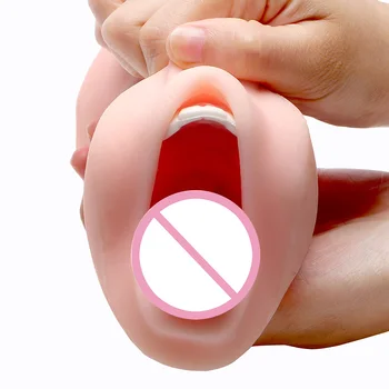 19 cm 3D Dual Usta Pička Prava Maca Oralni Seks Igračaka za muškarce vježbe za penis Krunica Sisa Muški Masturbator Robu za odrasle Erotika