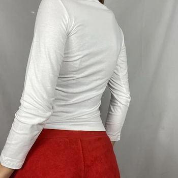 E-girl Gotička majica sa po cijeloj površini za žene s dugim rukavima Slim Fit skraćene top Y2K Estetski proljeće-jesen džemper tees Top Harajuku Vanjska odjeća