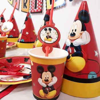 Mickey Mouse Svečano Posuđe Odmor pribor za Jednokratnu Posuđe Disney Djecu Ukrasi za Dječji rođendan Papirnati tanjuri