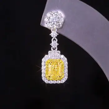 CRNI ANĐEO Srebro 925 sterling Luksuzna Umetanje Citrin Princeza Kvadratnom Dragulj Naušnice-kapi za žene Modni nakit Božićni poklon