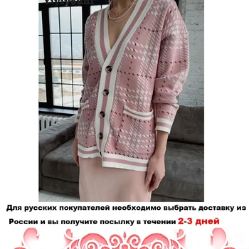 Yiyiyouni Jesen zima V-izrez u obliku Cardigans s po cijeloj površini Žene zakopčane pletene free Ženski džemper pink kardigan s kimono Soft pletene majice
