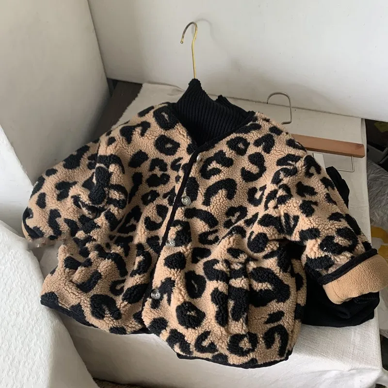 2021 Zimske Djevojčice Dječaci Moda Leopard Debeli Toplo Runo jakna za malu Djecu, Dječje jakna odjeća Slika  2