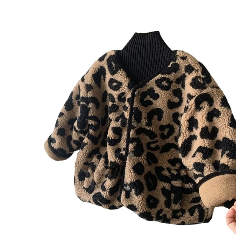 2021 Zimske Djevojčice Dječaci Moda Leopard Debeli Toplo Runo jakna za malu Djecu, Dječje jakna odjeća Slika  3