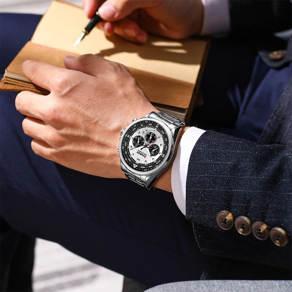 2021 CURREN Luksuzne marke satova za muškarce Svakodnevne Sportski ručni Kvarcni sat s remenom od nehrđajućeg čelika Kronograf Gospodo srebro Slika  1