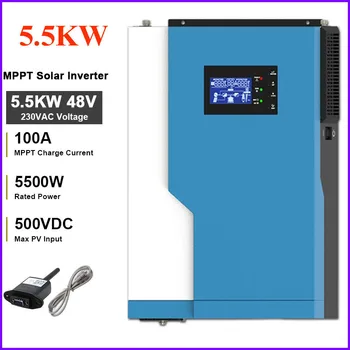 5,5 KW solarni pretvarač ac 220 v dc 48 v dc MPPT 100A 500 vdc PV ulaz 5500 W Neto синусоидальный hybrid inverter s Wi-Fi