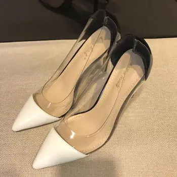 SONDR 2021 Nove ženske cipele-brod od PVC transparentnim visokim petama, seksi cipele s oštrim vrhom, леопардовые cipele za stranke, ženske cipele na tankom petu, Veličina 40