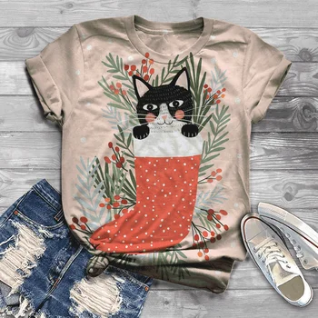Modni ulični trend čistog pamuka Harajuku plus size Žene boutique t-shirt Super slatka mačka Mekani materijal Novi originalni uzorak