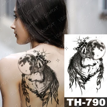 Vodootporne Privremena Tetovaža Naljepnica Tigar Lav Crown Tetovaže Vuka Mjesec Hvatačem Snova Body Art Ruka Lažne Tetovaže Žene Muškarci