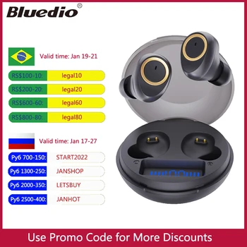 Bežične slušalice Bluedio D3 prijenosne slušalice tws osjetljiv na dodir bluetooth 5.1 slušalice, slušalice za punjenje s antenskim slučajem prikaz baterije