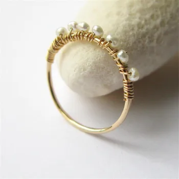 14K zlata Prstenje s biserima Maleni Nakit Od prirodnog bisera Ručne Prsten na Šakom Mujer Boho Bague Femme Minimalizam Prsten u Boho stilu