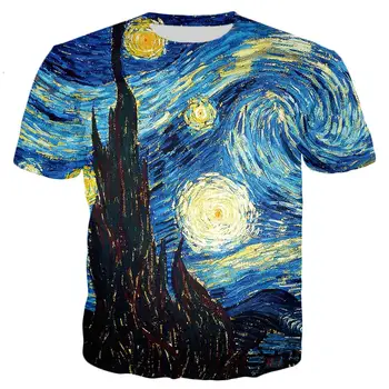 2022 Muška t-shirt u stilu Харадзюку 3D ispis Vincent Van Gogh ulje na platnu niskonaponsku Majica Trendy i Casual top