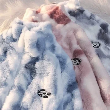 Obojano u boju kravate kaput od ovčje vune Za žene Zimska debela baršun jakna iz janje 2021 Nove besplatne jakna i Kaput za žene