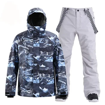 Modni brand Muške Zimske odijelo Odjeća Za sportove na otvorenom Ski odijela Vodootporan Kompleti odjeće za snowboard Jakna + remen muške Hlače