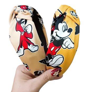 Crtani Film Mickey Mouse Vezan Povez Za Glavu Korejski Moda Širok Rub Tkiva Traka Za Kosu Univerzalni Temperament Pribor Za Kosu