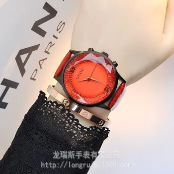 Moda Guou Top Brand Quartz ženski sat sa štrasom Vodootporan satovi od prave kože Upscale s velikim lice Luksuznih poklon ručni sat