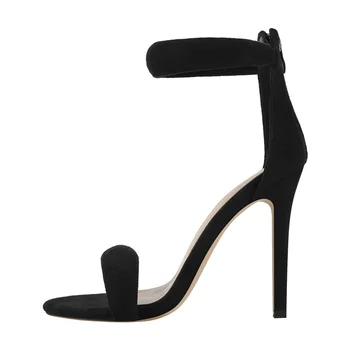Onlymaker Ljetne ženske elegantne sandale Srebrno-crne s patent - zatvarač iza na tanke pete Kratak elegantne večernje svakodnevne cipele