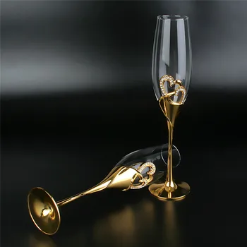 200 ml Kristalne Čaše za Šampanjac Par Vjenčani Dar Večernje Staklene Čaše Kristal Barske potrepštine Čaše Zlatni Set Čaša za vino