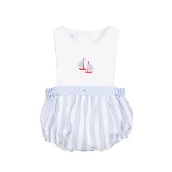 2 kom. Komplet odjeće za novorođene dječake Španjolski za djecu Bijeli Top Odijelo 2022 Ljetna odjeća za bebe sa izvezenim Dječje odjeće Unisex Kostimi