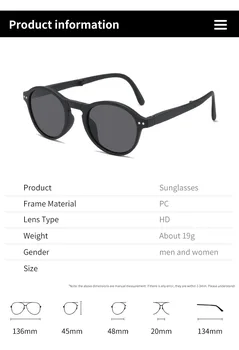 Oulylan Nove Ženske Okrugle Sunčane naočale 2022 Trend proizvod Crna UV400 Klasične Sklopivi Muške Naočale Retro Slr Crvene Sunčane Naočale