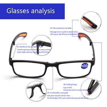 Prijenosni Sklopivi Naočale Za čitanje s Anti-plavom Svjetlošću Trendy Retro Naočale Za dalekovidost Za muškarce i žene računala Naočale +1,0 Do +4,0