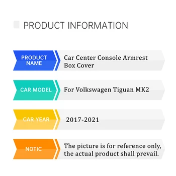 Poklopac naslona za Ruku Središnjoj Konzoli Vozila Za Volkswagen VW Tiguan 2017-2021 Zaštitna Maska Na naslon za ruke Uređenje Interijera Pribor