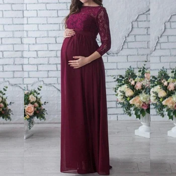 Haljine za trudnice fotografije s dugim rukavima Čipkan donje haljina za trudnice za fotografiju pucati Kostim Seksi ženske haljine Maxi za trudnice