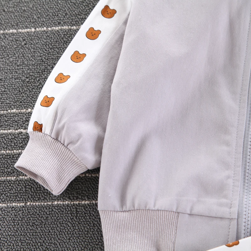 1-5 godina za Proljeće, Jesen Moda Casual Odjeća za male dječake Sportske jakne Setovi za malu djecu pamučne haljine na munje+Hlače 2 kom. Dječja odjeća Slika  5