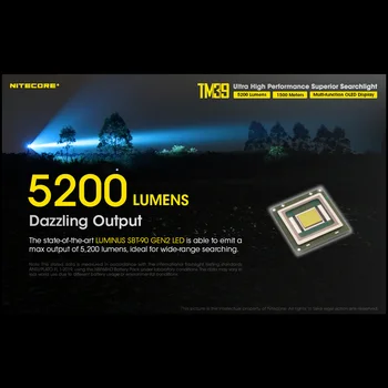 NITECORE TM39 5200Lumens Odraza Super Svijetle Svjetiljku Punjiva OLED zaslon Koristi led LUMINUS SBR90 GEN2 Za pretraživanje