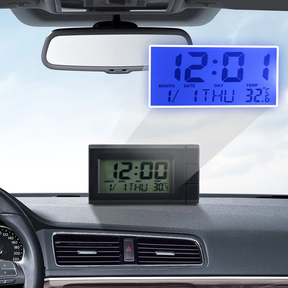 YOSOLO Automatski Sat Termometar za Prikaz Temperature, Elektronski Sat Auto Uređenje Auto-LCD Digitalni Zaslon Sat Samoljepljive Slika  0
